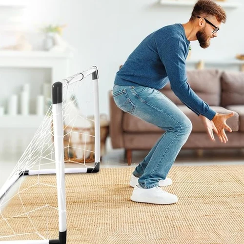 Imagen 1 del producto Portería de fútbol con bomba y pelota, juguete deportivo plegable, portería portátil para entrenamiento de fútbol en interiores y exteriores