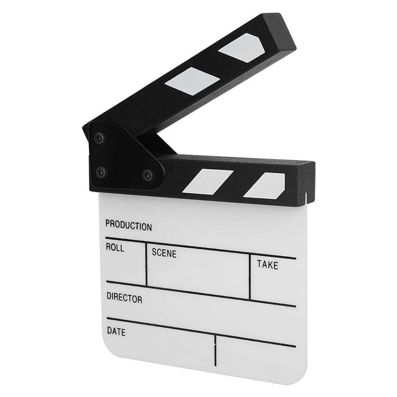 Action Cut Board,Acrylic Film Clapboard Dry Erase Compact Size TV Film Movie Director Cut Action Scene Clap Board