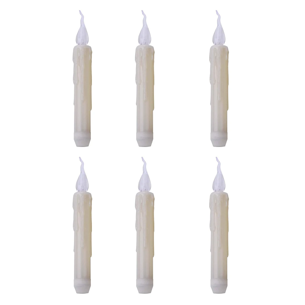 

6 Pcs Long Decor Candles Taper Wedding Mini Decorative Light Artificial Plastic