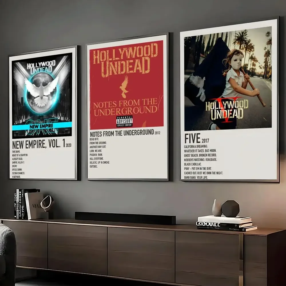 Band Album H-Hollywood U-UndeadS Poster Self-Adhesive Wall Sticker Mural Art Print for Bedroom Living Room Hallway Home Decor