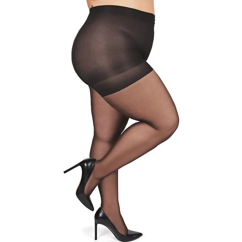 XL-4XL Plus Women Black 20D Transparent Tight Pantyhose Fit Large Plus Size Silk Stocking OL Anti-snagging