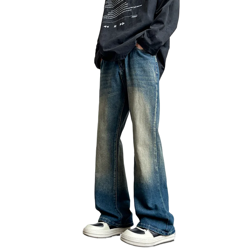 البوب الربيع/الصيف جديد ريترو الرجال مايكرو لا الجينز الرجال الشباب أربعة مواسم عادية الأزرق الدنيم السراويل موضة شارع العليا السراويل Str #5