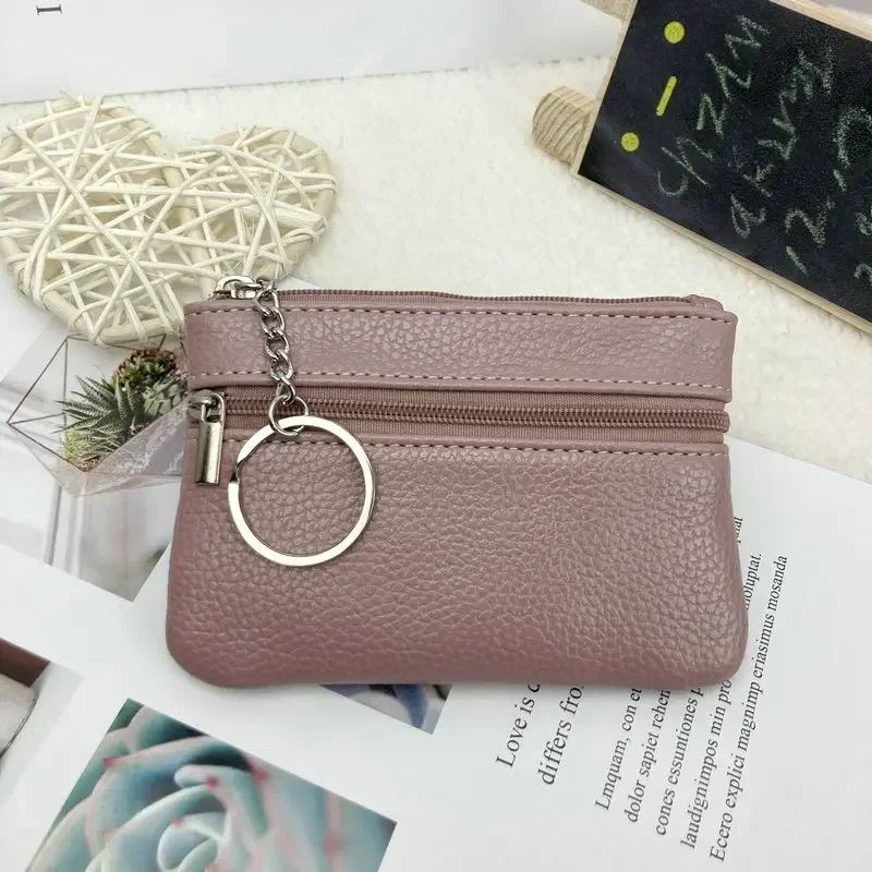 Leather Women Wallet Coin Purse Credit Card Holder Single Double Zipper Pocket Women Bag Multi-card Fashion Black Zipper Wallet image 6