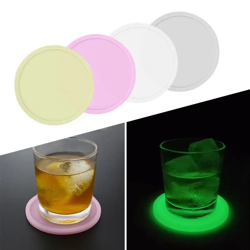 Luminous Drinks Coaster Silicone Coffee Cup Holder Non-Slip Heat Resistant Beer Coasters Mat for Wedding Bar Party Decoration