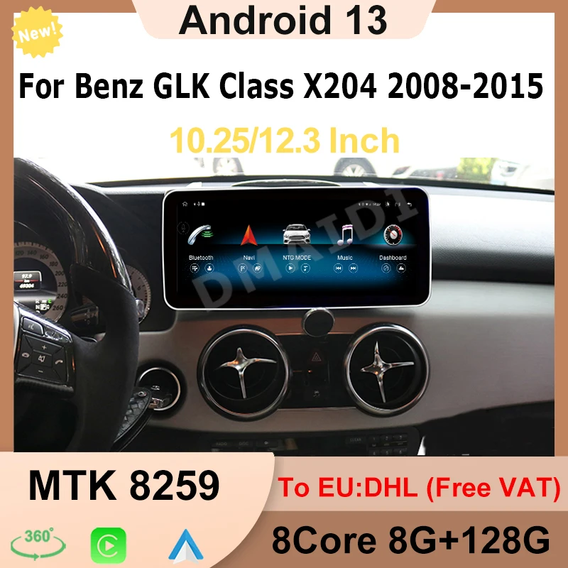 

MTK8259 Android13 GPS Navigation Wireless Carplay For Mercedes Benz GLK X204 2008-2015 Multimedia Screen Video Player Bluetooth