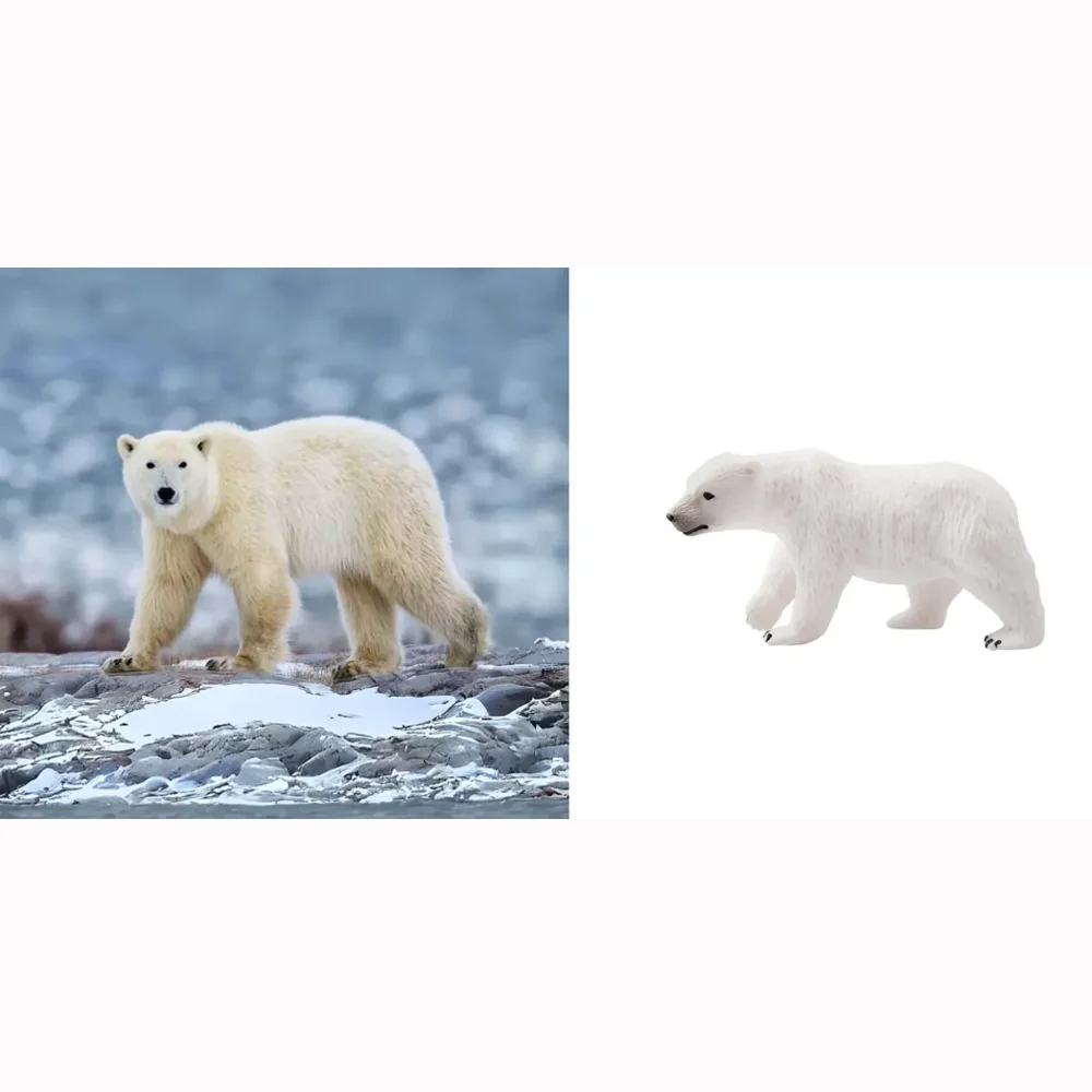 Toymany Simulazione Walking Orso Polare Modello Animale Polare Giocattolo Mini Figure Bambole Action Figurine Giocattoli Regalo per Bambini Torta Decora