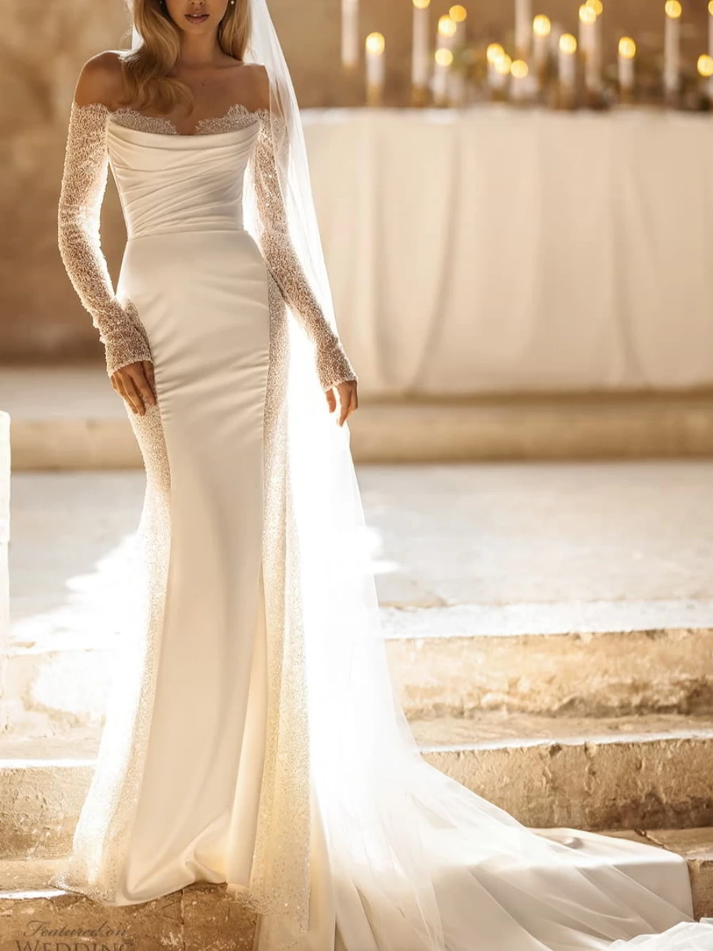 Vestidos De Novia elegantes sin tirantes, impresionante Vestido De sirena para novia, apliques De lentejuelas, largo hasta el suelo, Vestido De Novia