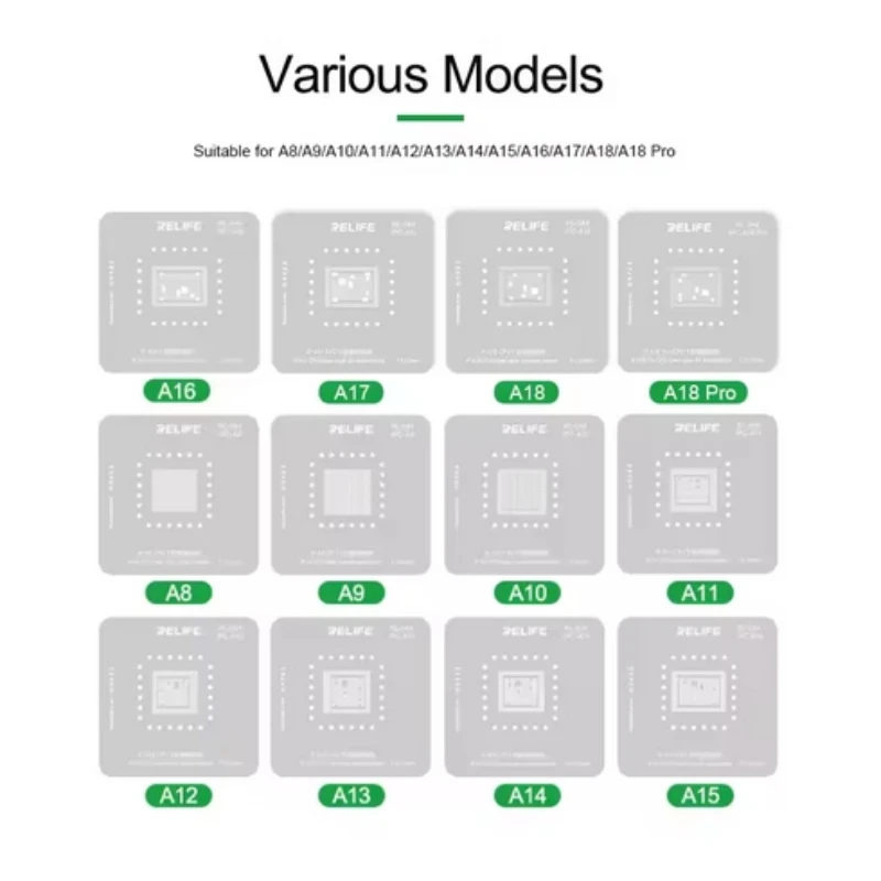 RELIFE RL-601MA Universal CPU Reballing Stencil Platform For Android iPhone A8-A18 IC Chip Planting Tin Template Fixture
