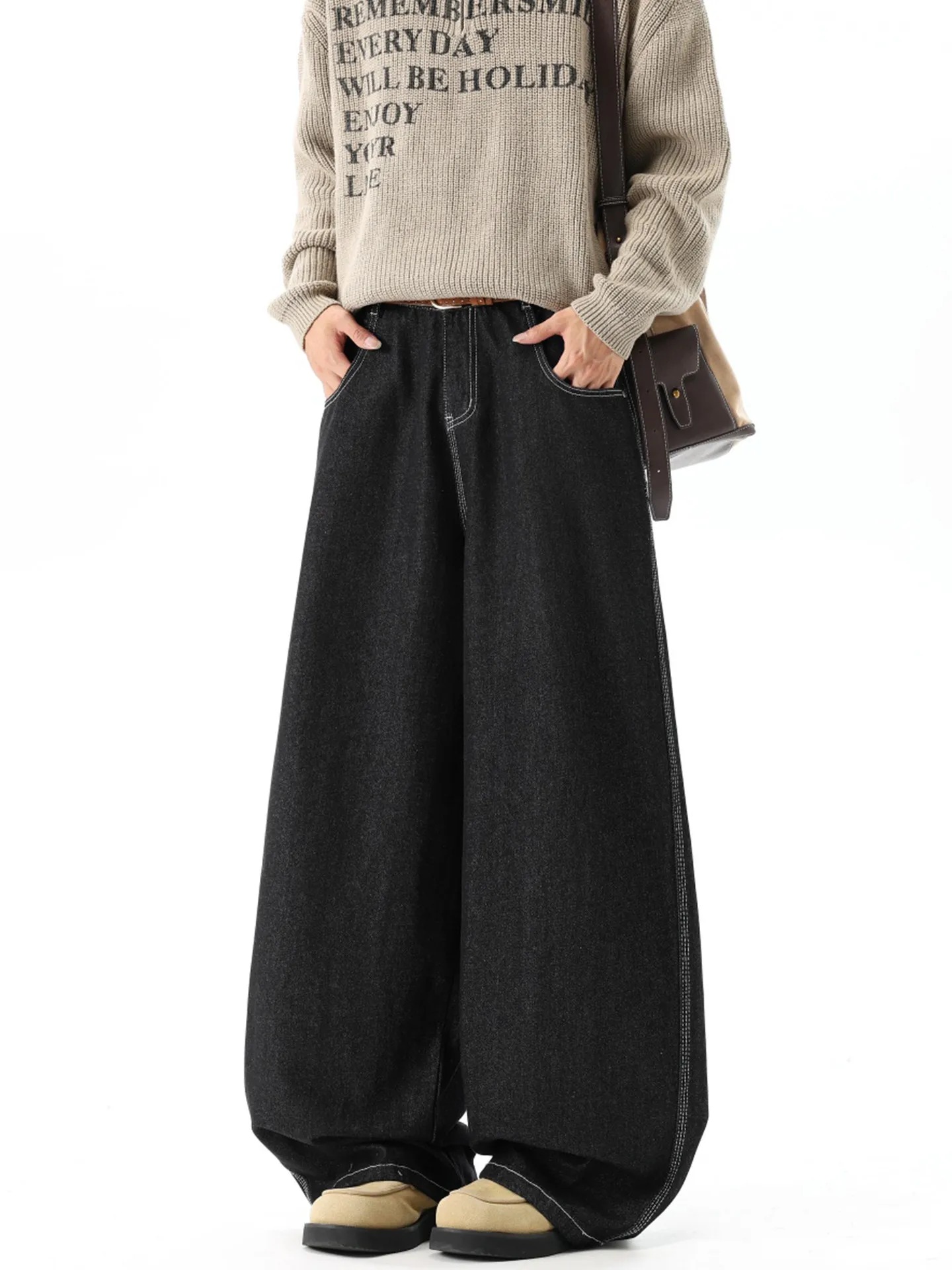 Winter Women's Denim Pants Y2K Baggy Jean American Retro Cowboy Harajuku Vintage Mom Jeans Stacked Jeans Classical New