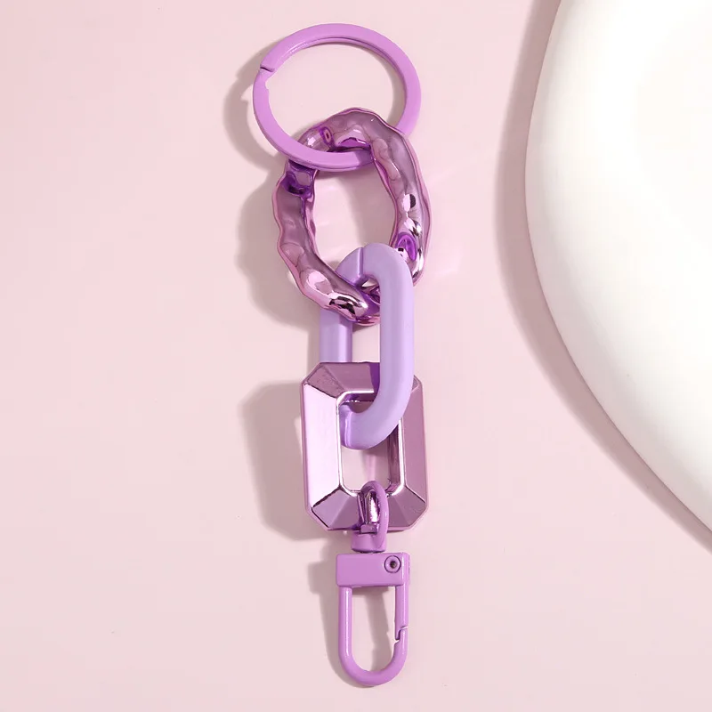 Acrylic Frosted Color Chain Key Chain With Candy Color Creative Senior Color Car Ring Hanging Ornaments