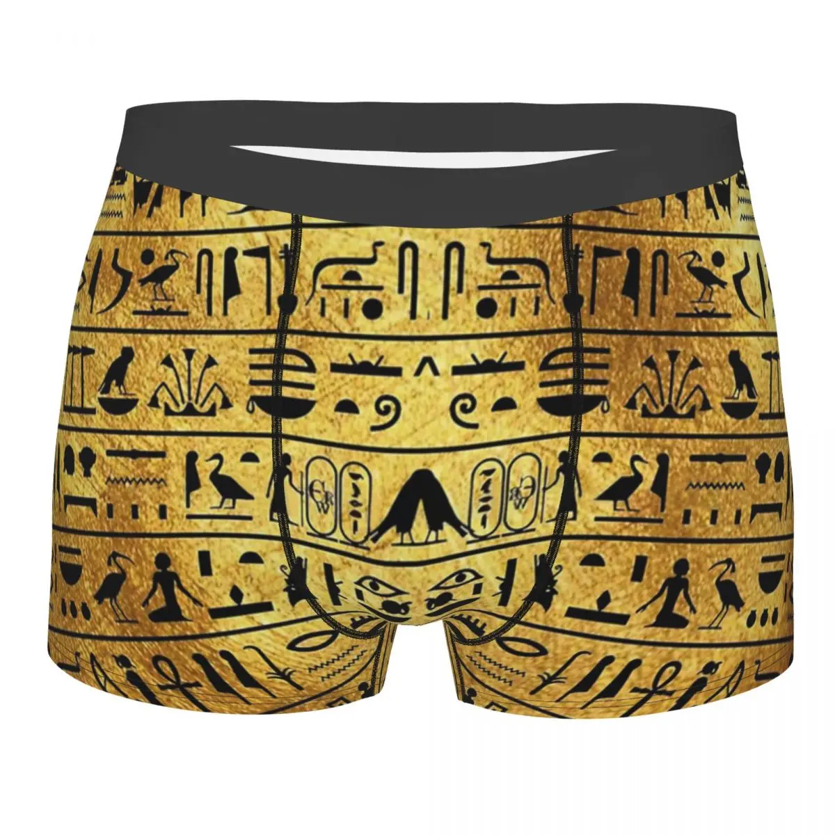 Sexy Boxer Shorts Panties Briefs Men's Gold And Black Hieroglyphics Underwear Egyptian Ancient Egypt Soft Underpants for Male