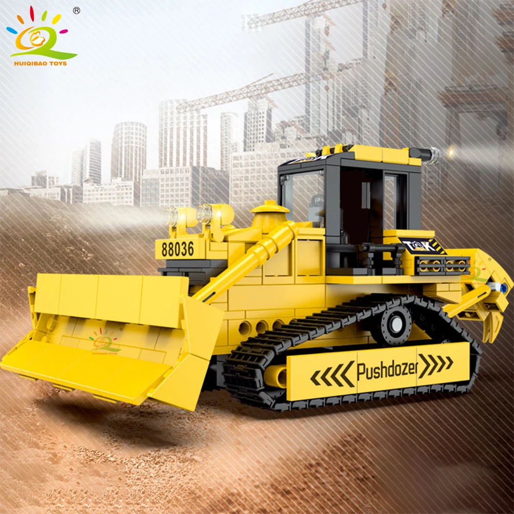 HUIQIBAO TOYS Engineering Truck Building Blocks Bulldozer Dump Truck Car City Construction MOC Bricks Set For Children Kids