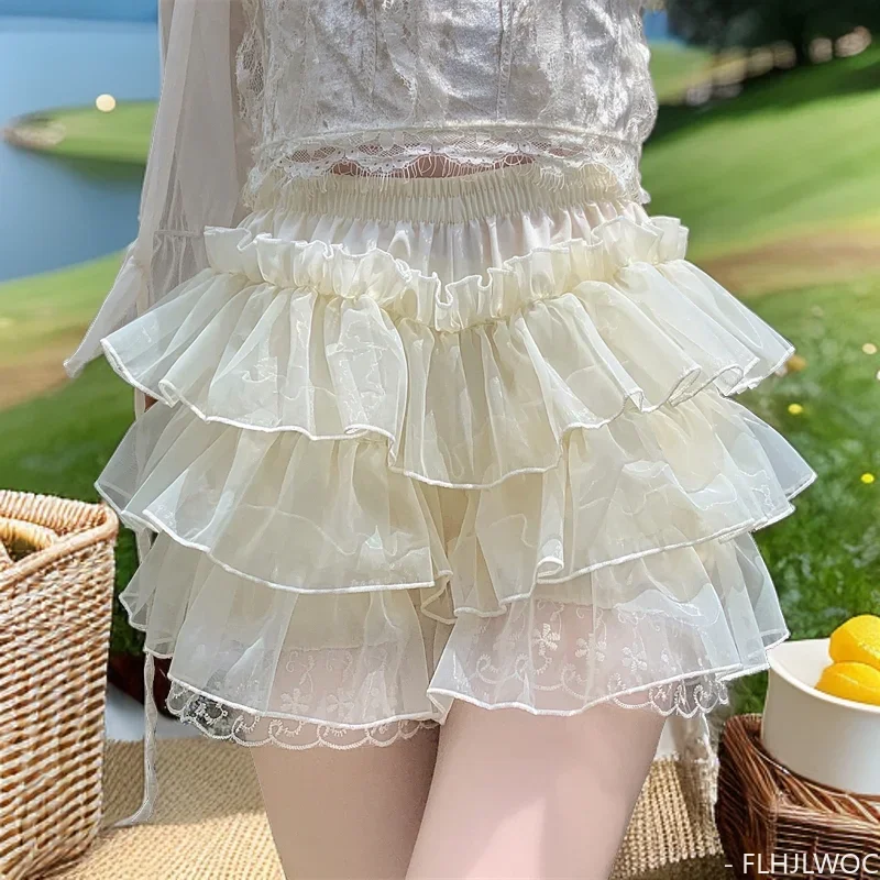 

Bloomers Lolita Style Girls Birthdays Cute Sweet Japan Sexy Sheer Mesh Lace Date Princess Lace Pumpkin Lantern Puff Shorts