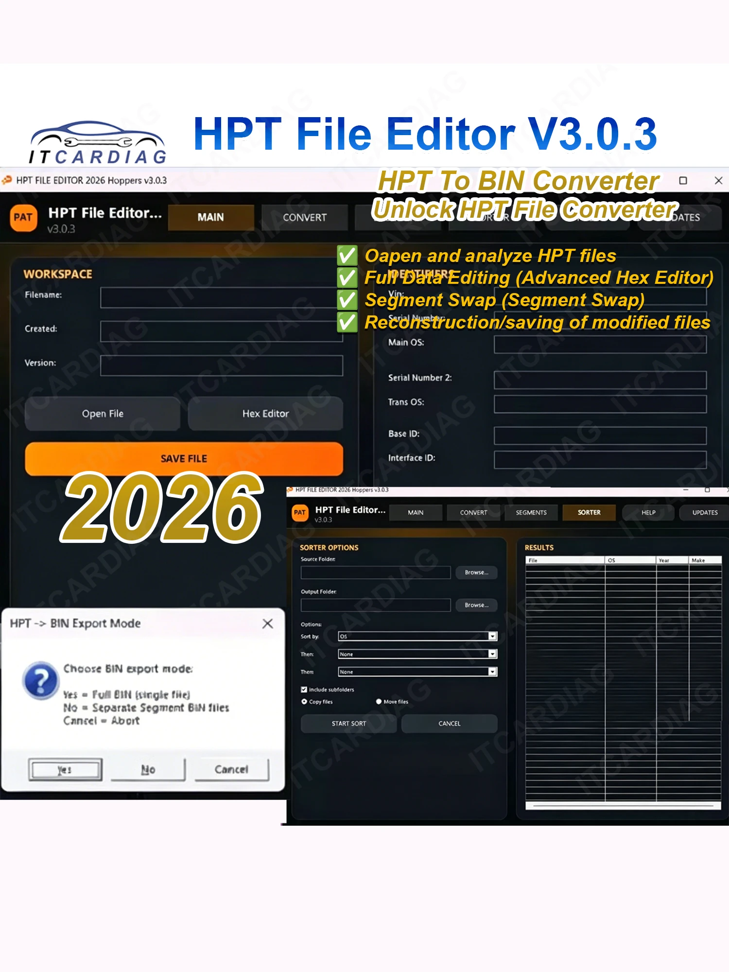 Neuer HPT-Datei-Editor V3.0.3 HPT-zu-BIN-Konverter-Tool zum Entsperren von VIN-OS-Kalibrierung und HEX-Editor zum Entsperren von VIN-OS-Kalibrierung – Detail 2