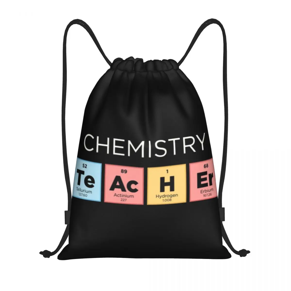 

Chemistry Teacher Periodic Table Drawstring Bag Women Portable Gym Sports Sackpack Science Lab Tech Shopping Storage Backpacks