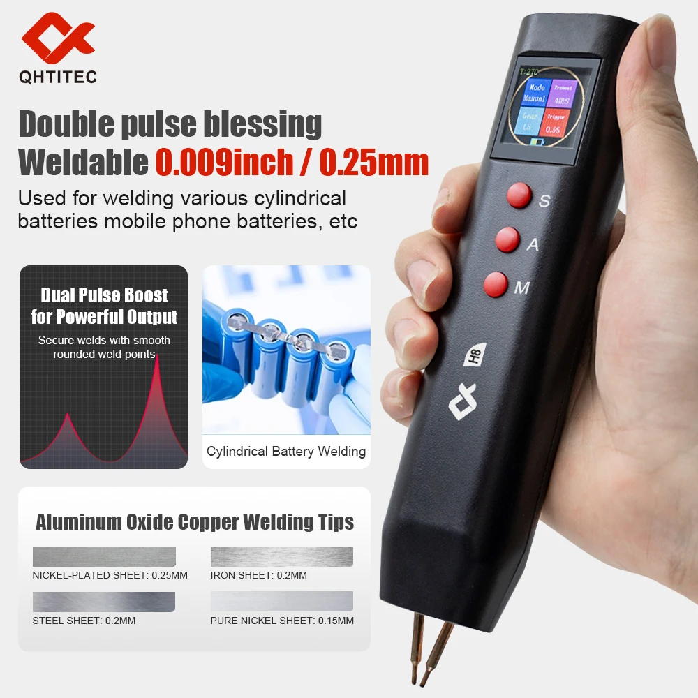 H3 Handheld Spot Welder Color Display Auto Dual Mode 2200mAh Rechargeable Spot Weld Tool For Lithium Battery Pack DIY Welding