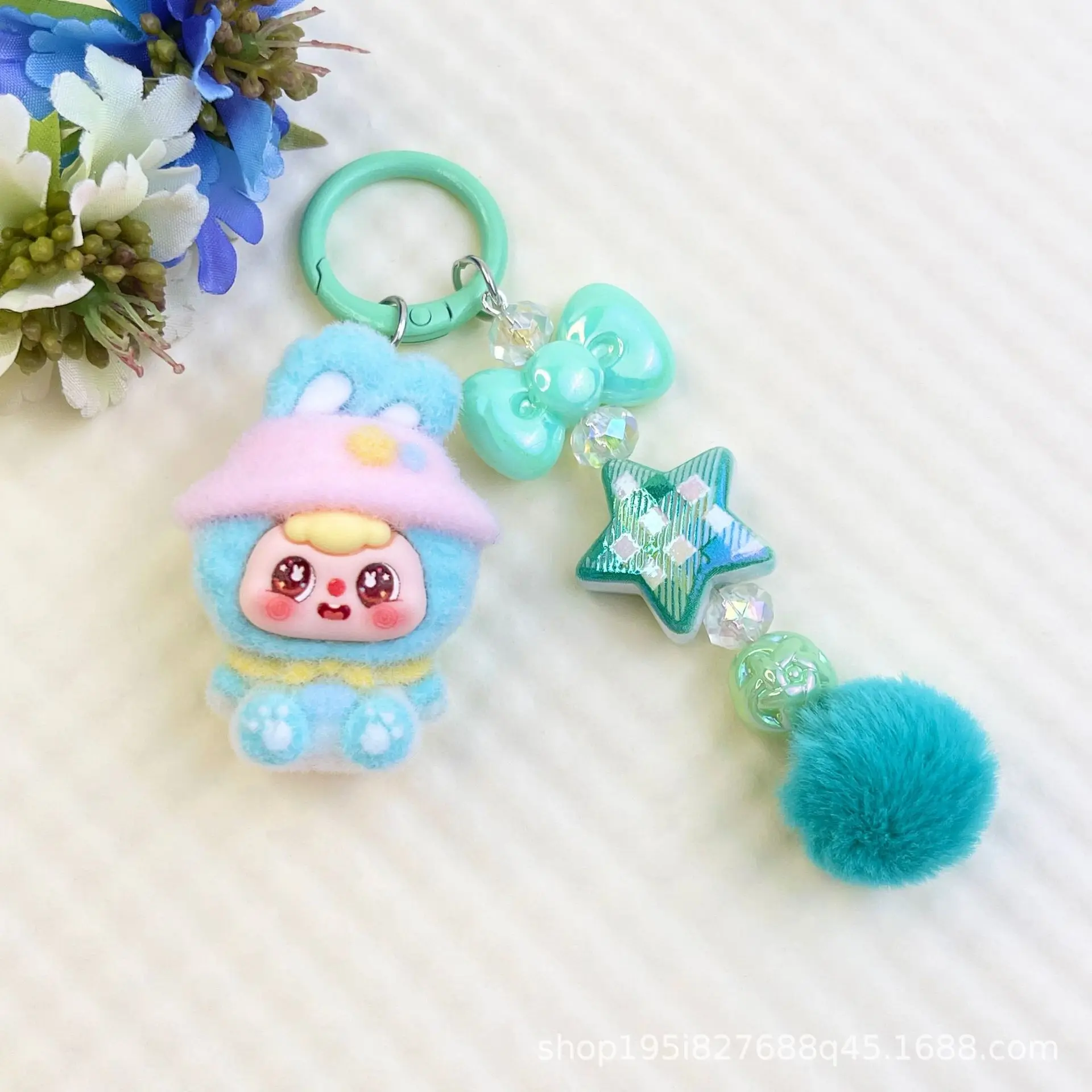 1PCSNew سلسلة مفاتيح سيارة للزوجين على شكل أذن أرنب ديكور هانر سلسلة مفاتيح عصرية