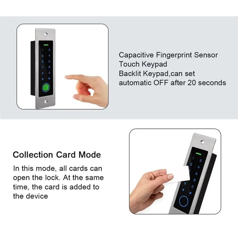 EVENTS DAY Embedded Waterproof Metal Fingerprint Access Control Keypad 125Khz Reader Controller Security Protection Door Opener