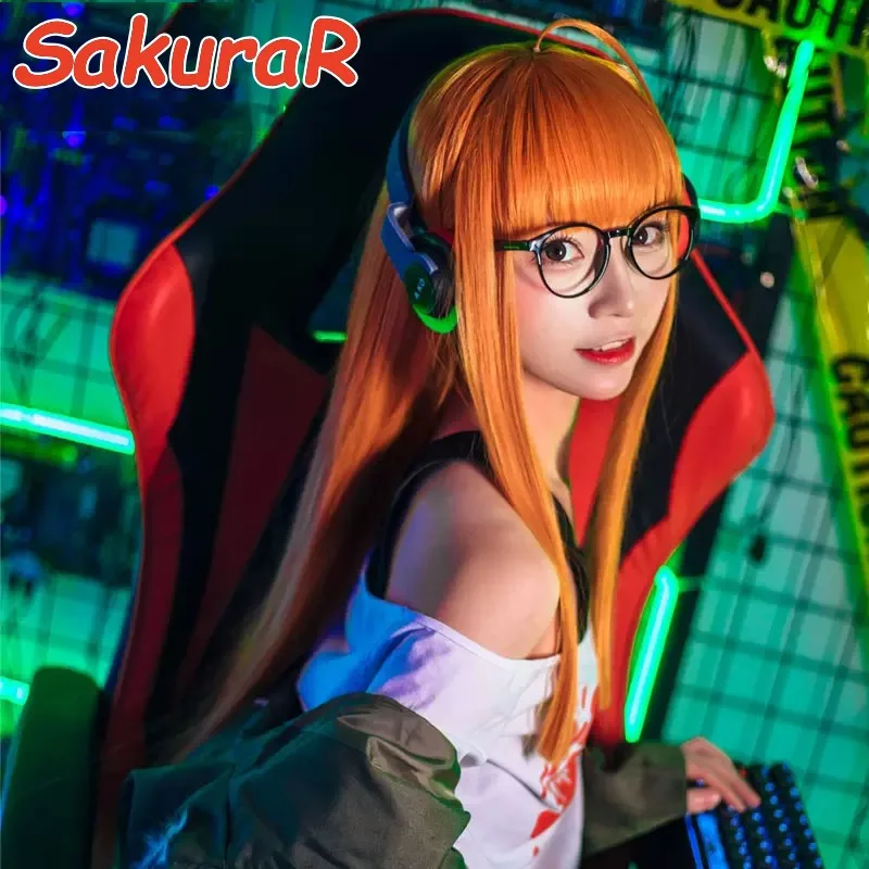 IN STOCK Futaba Sakura Wig Game Persona 5 SakuraSakura- R Cosplay Hair Long Straight Hair Anime Persona 5 Cosplay Wig Futaba