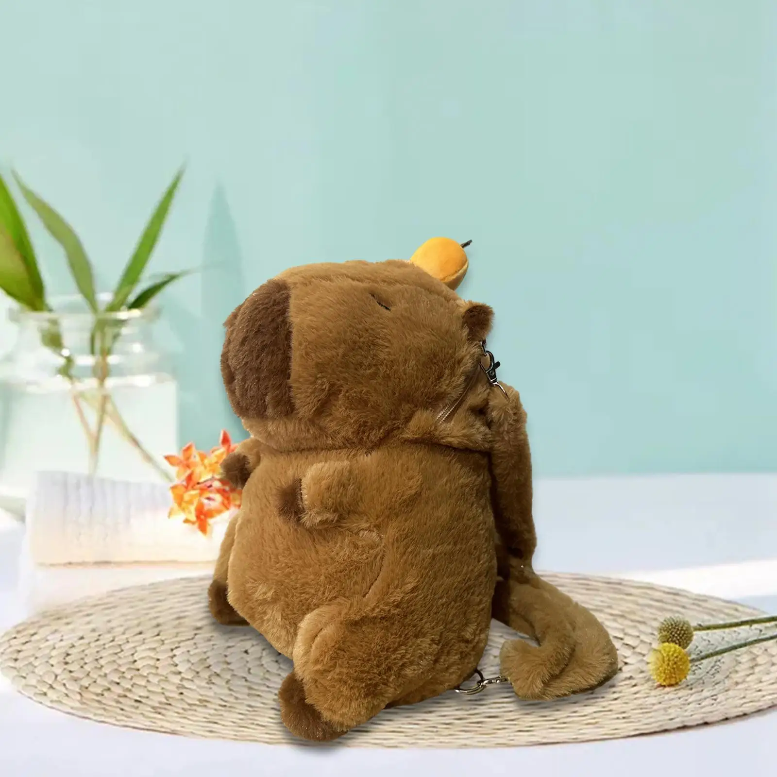 Capybara Backpack Stuffed Animal Throw Pillow for Casual Travel Gift