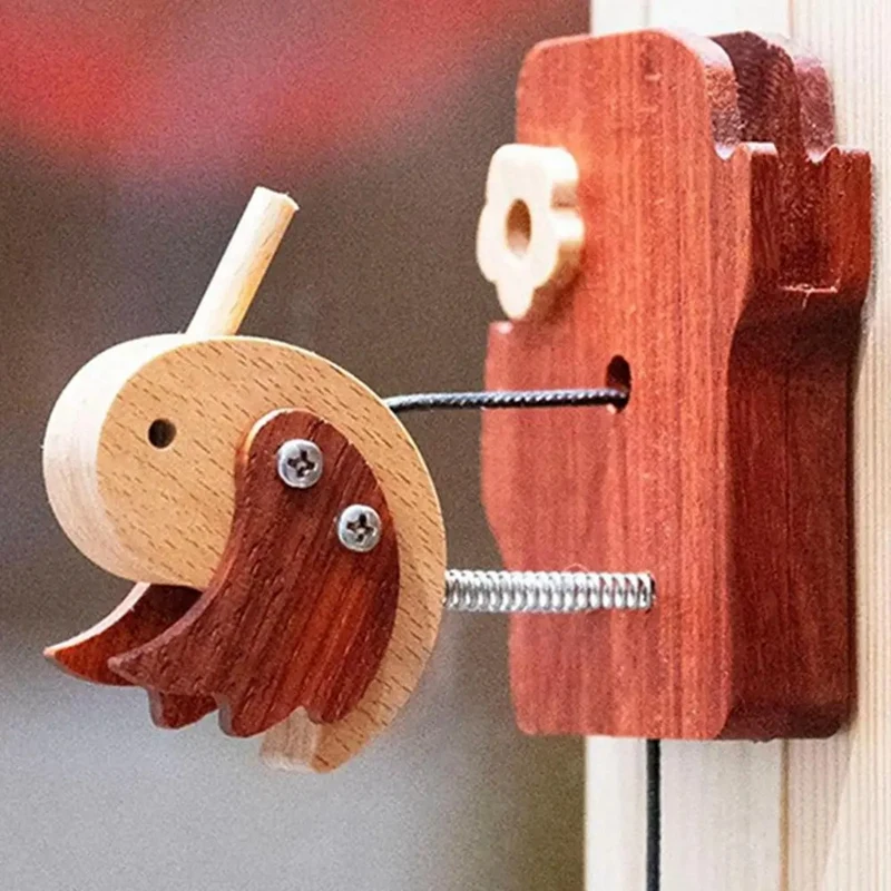 Madeira Bird Shape Door Bell, Woodpecker Doorbell, DIY Shopkeepers Bell Decorativo, Knocker Criativo