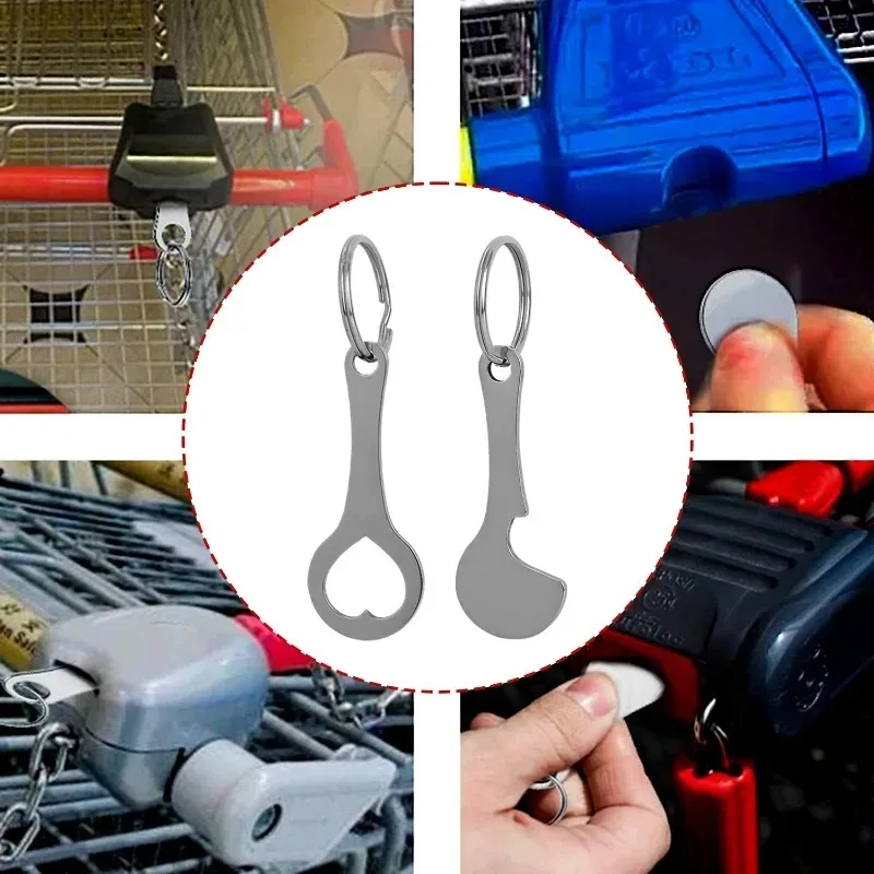 1-3pcs Creative Dual Purpose Shopping Cart Token Keychains