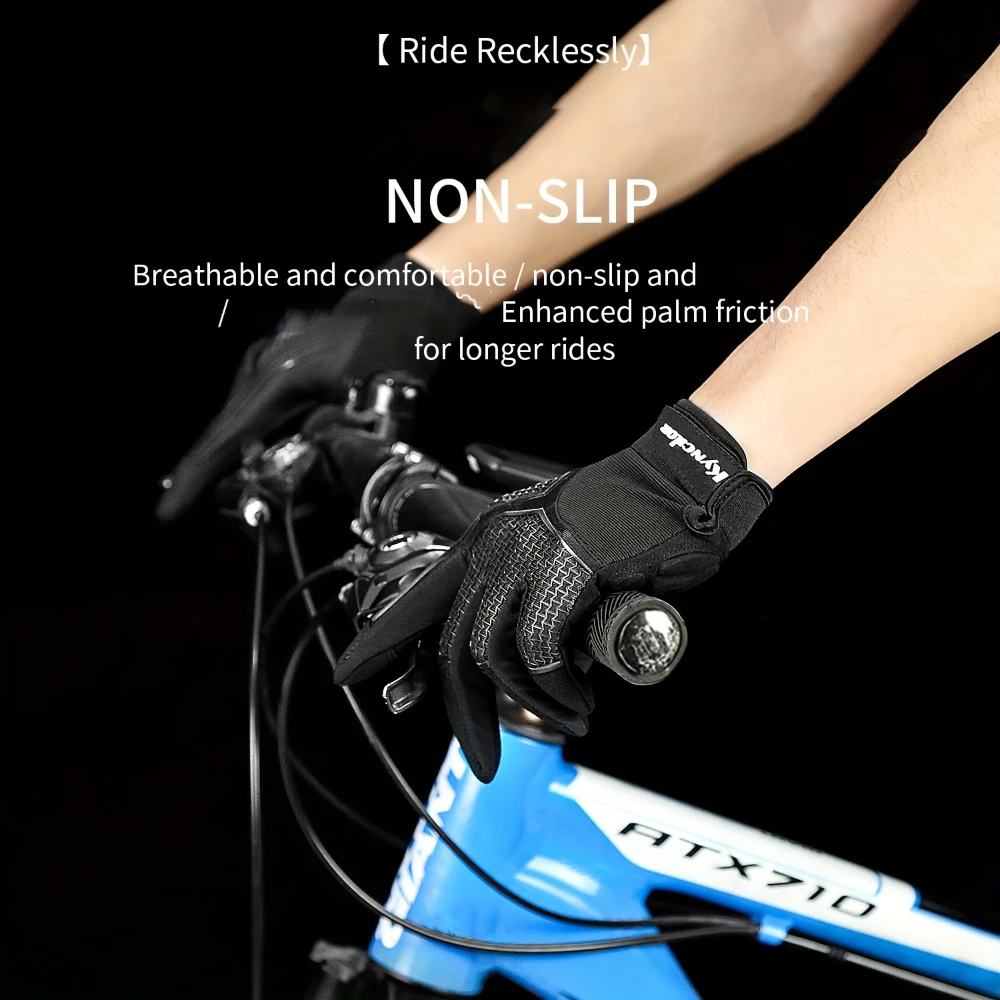 

[Breathable Cycling Gloves] KYNCLOR Men's Breathable Full-Finger Cycling Gloves - Anti-Slip Motorcycle Gloves with Touchscreen C