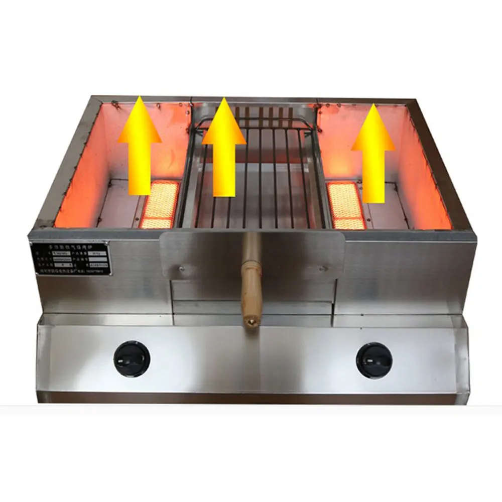 شواية غاز تجارية Babecue موقد نار موقد إشعال يدوي متعدد الوظائف موقد قلي من الفولاذ المقاوم للصدأ