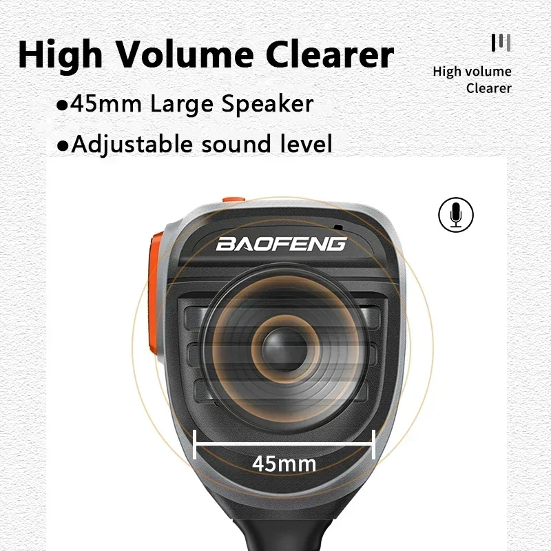 2PCS Baofeng Walkie Talkie Speaker Mic Wholesale Waterproof PTT Microphone For UV-5RH DM-1701 UV-17 UV-K5 UV-K6 UV18 Pro Radio - view 2