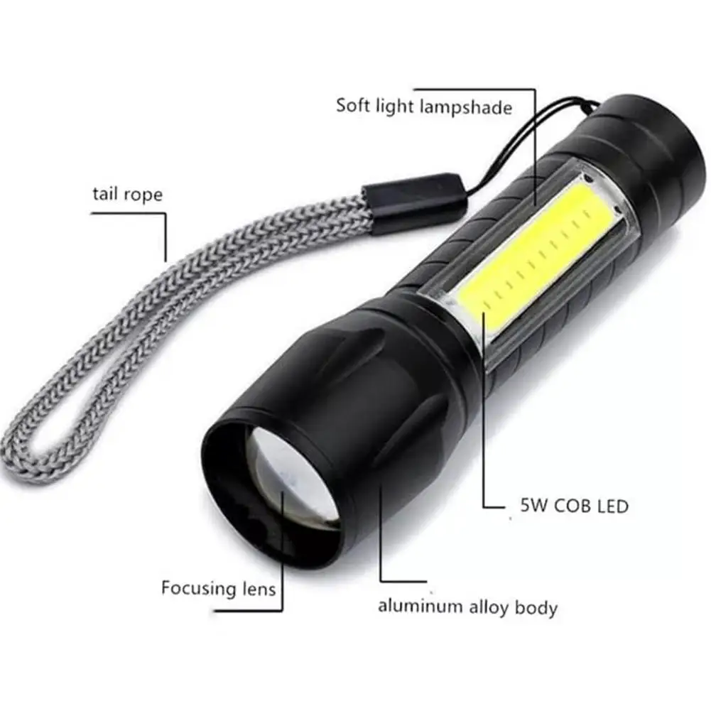 Portable Versatile Outdoor LED Flashlight Convenient LED COB Aluminium Alloy Flashlight For Outdoor Camping Hiking