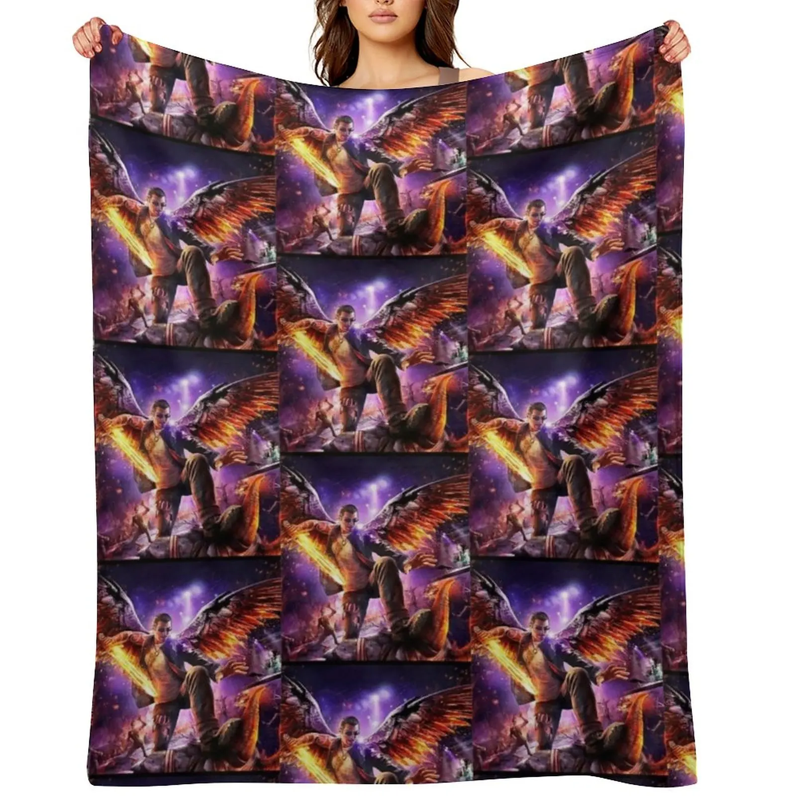 

saints row Throw Blanket For Decorative Sofa valentine gift ideas warm for winter Flannel Fabric Blankets
