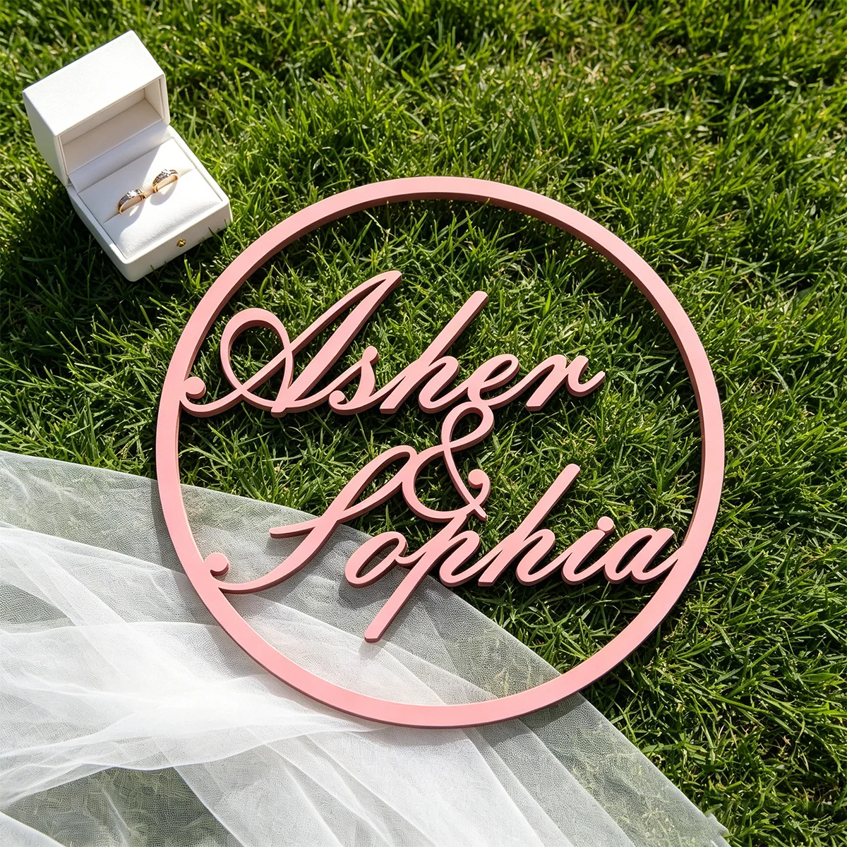 1pc Custom Round Double Name Wooden Wall Sign Personalized Two Names Wedding Engagement Home Decor Keepsake Gift