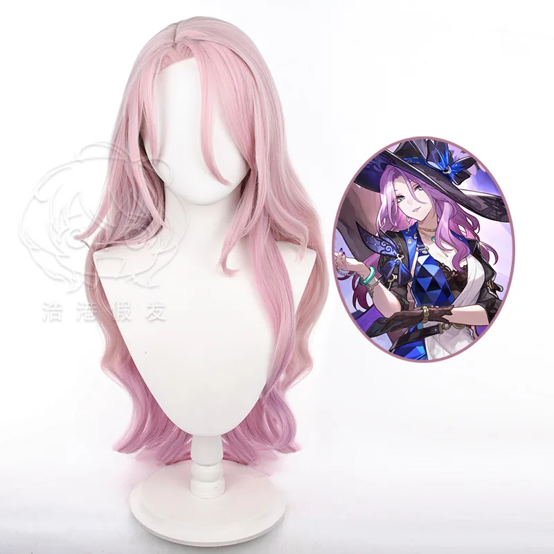 Honkai: Star Rail Jade Cosplay Wig Women 80cm Long Pink Gradient Jade Costume Synthetic Hair Party Wigs + Wig Cap