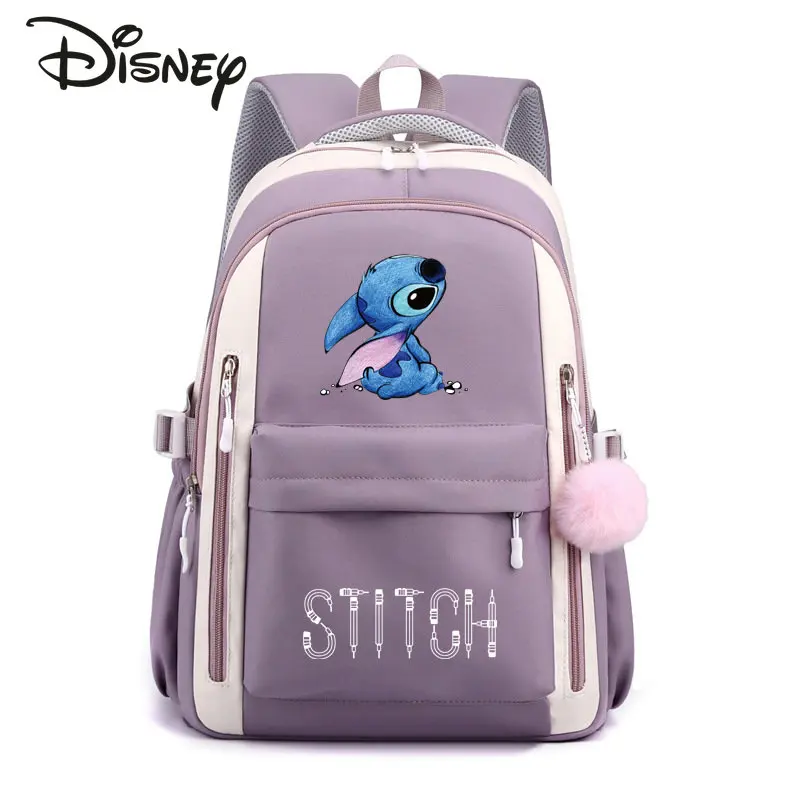 Disney Stitzer Ransel Wanita Baru Ransel Pelajar Modis Kualitas Tinggi Ransel Perjalanan Kapasitas Besar Serbaguna Kartun