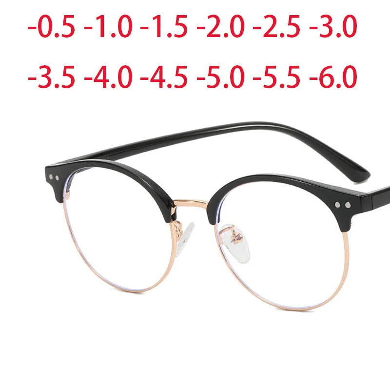 

Trendy Semi-Rimless TR90 Eyeglass Frames for Women with Round Prescription Short Sight Eyewear -0.5 -1 -1.25 -1.5 -2.0 To -6