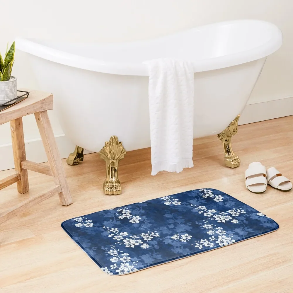 

Sakura blossom in deep blue Bath Mat Carpet Anti Slip Carpets For Bathroom Mat