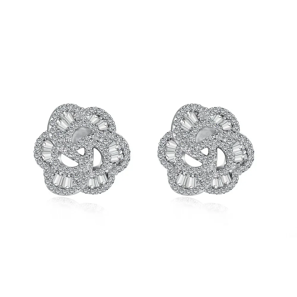 

STL Border Live Streaming S925 Pure Silver Ear Studs for Women's Fashion, Light Luxury, Colorful Peach Blossom Flowers