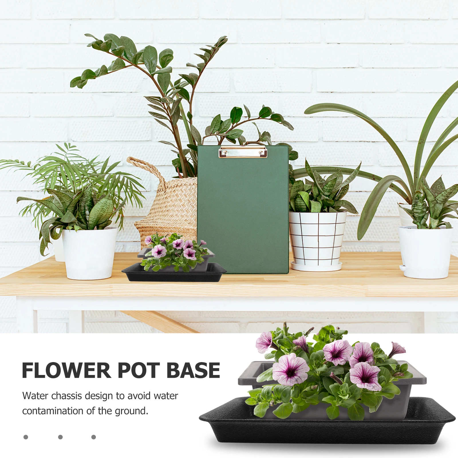 

6pcs Black HY220 Flower Pot Trays Plant Saucers Water Prevention Strong Durable Garden Plastic