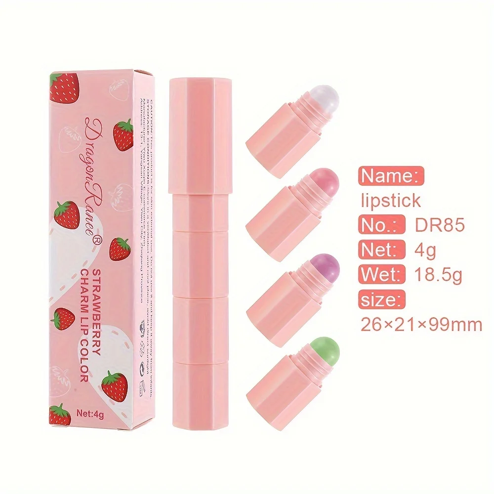 4-In-1 Pink Lip Balm Lipstick For Women, Color Changing Moisturizing And Non-Fading Lip Gloss, Daily Natural Makeup Cosmetics