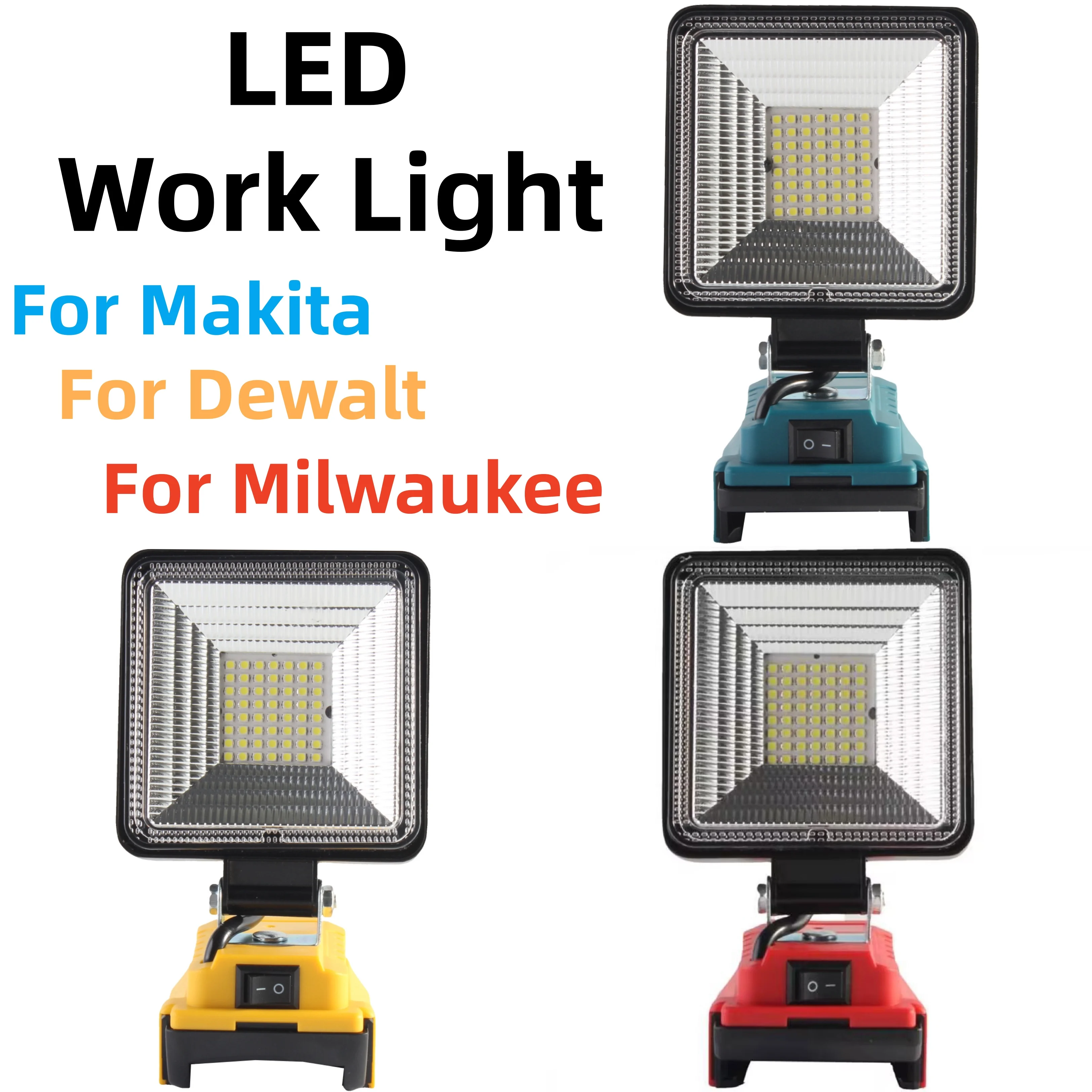4-Inch Adjustable Floodlight USB Type-C Rechargeable LED Work Light Outdoor Emergency Lamp For Makita/Dewalt/Milwaukee 18v-21v
