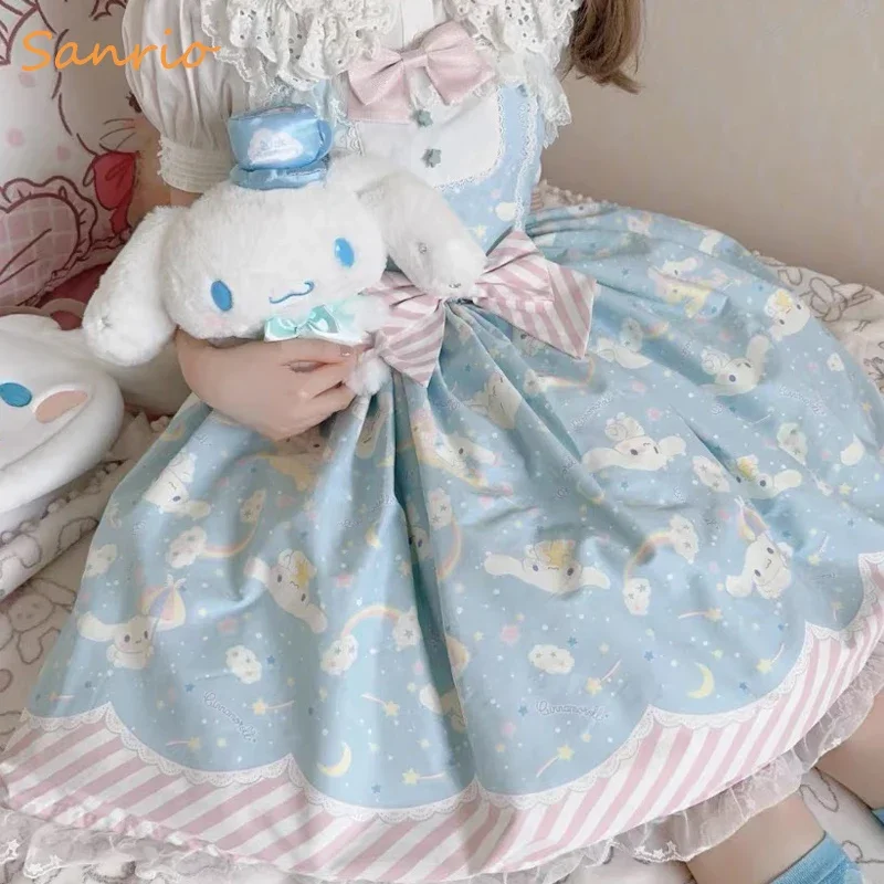 Sanrio Kuromi Cinnamoroll My Melody Lolita Dress Cute Princess Style Halter Dress Sweet Fashion Printed Skirt Birthday Dresses