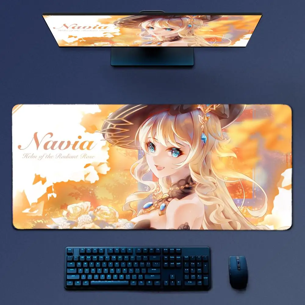 Navia Genshin Impact Anime Girl Mousepad Large Gaming Mouse Pad LockEdge Thickened Computer Keyboard Table Desk Mat