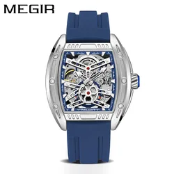 MEGIR 8601 Top Mens Mechanical Movement Wristwatch Silicone Strap Automatic Watch Waterproof Luminous Big Dial Clock for Men