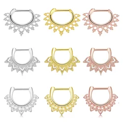 3Pcs/Set D-shape Hinged Septum Nose Ring Surgical Steel Clicker Daith Piercing Segment Ear Cartilage Helix Nose Hoop