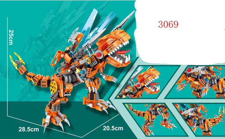 Mechanical Dinosaurs Block DIY Tyrannosaurus Rex Triceratops Brachiosaurus Deinonychus Building Brick Toy For Boy Kids