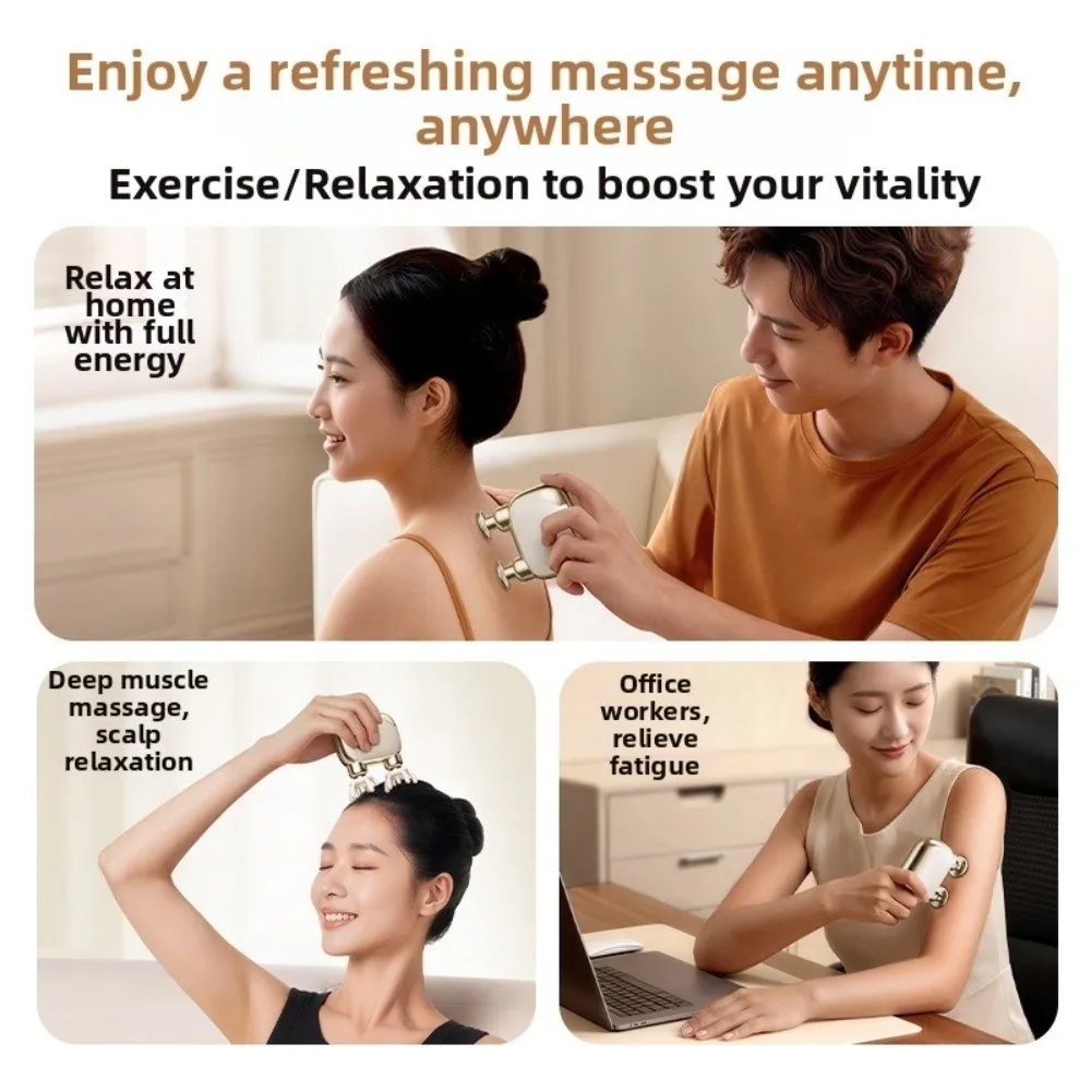 Portable USB Rechargeable Pocket Massager Compact Type with 6 Interchangeable Massage Heads Mini Fascia Massager Comfortable