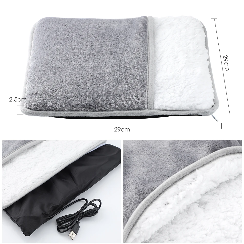 USB Foot Warmer with Soft Flannel, Heated Feet Warmer for Cold Feet, Washable Plug In Foot Heater for Office Home Desk Women