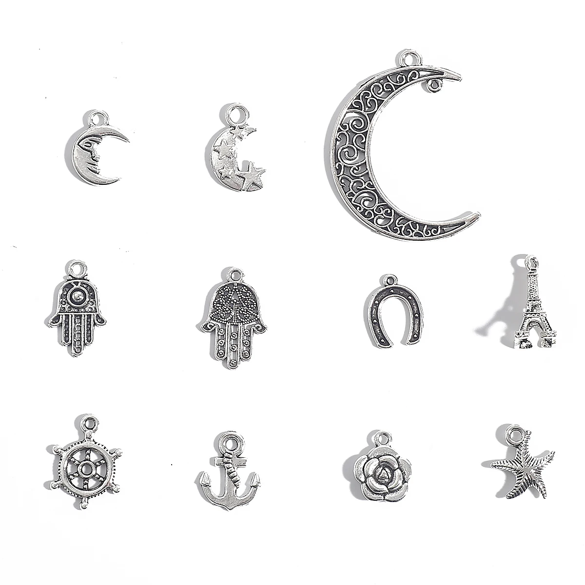 10-50pcs Special Charms Plated Mixed Flowers Beads Horseshoe Stars Moon Charm Pendants for DIY Earring Necklace Bracelet Jewelry