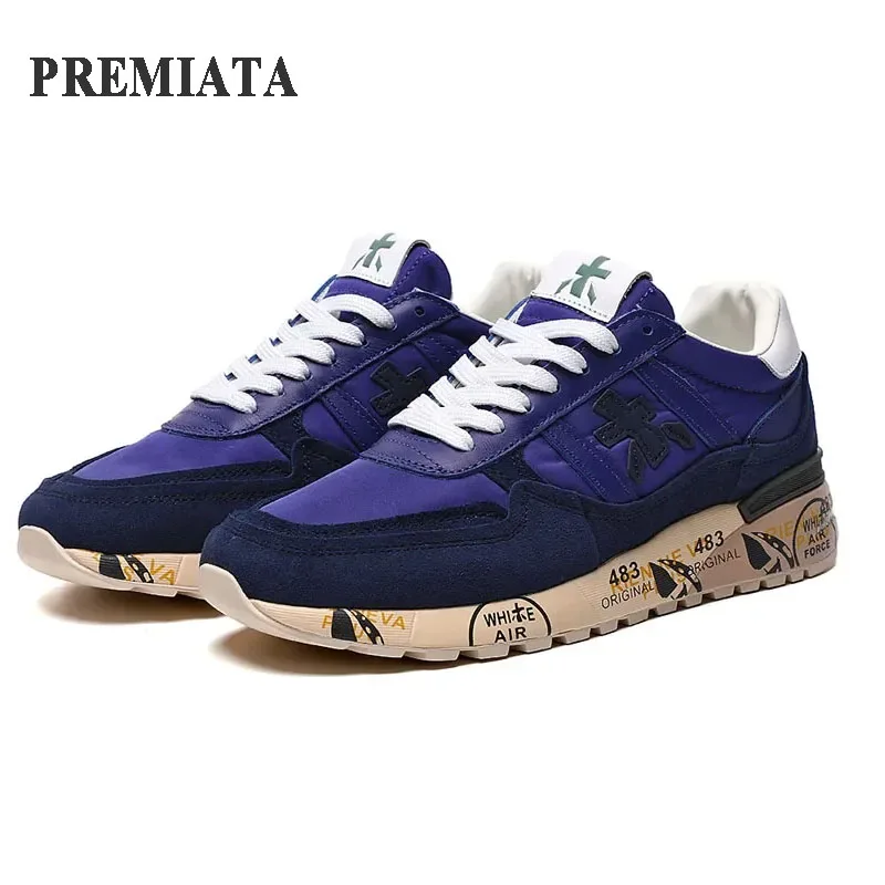 PREMIATA Sneakers pria asli generasi baru desain mewah kulit asli sejuk warna-warni elemen Tenis sepatu kasual