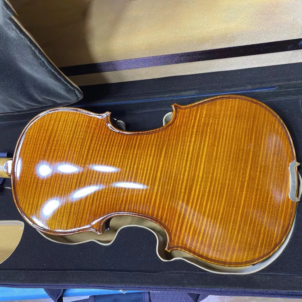 أكثر من 40 عامًا كمان مصنوع يدويًا 100% من شجرة التنوب الأوروبية مقاس 4/4 نغمة قوية! كمان طلاء زيت إيطالي عتيق احترافي